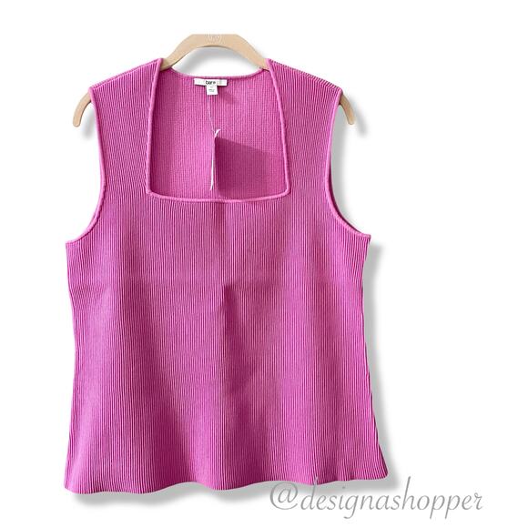 Wild Pink Macy's Bar III Plus Ribbed Tank Top NWT Size 1X - Picture 1 of 5